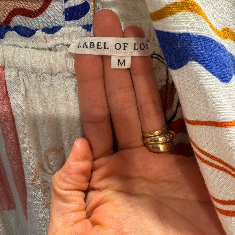 Label Of Love Anthropologie novelty Linen Blend Printed Two-Piece Lounge Set M/L - Picture 5 of 7